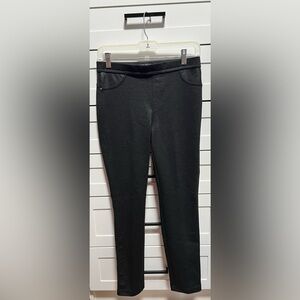 DKNY Jeans Black Jeggings Slim Faux Leather Pocket Insert Rivet Embellishments